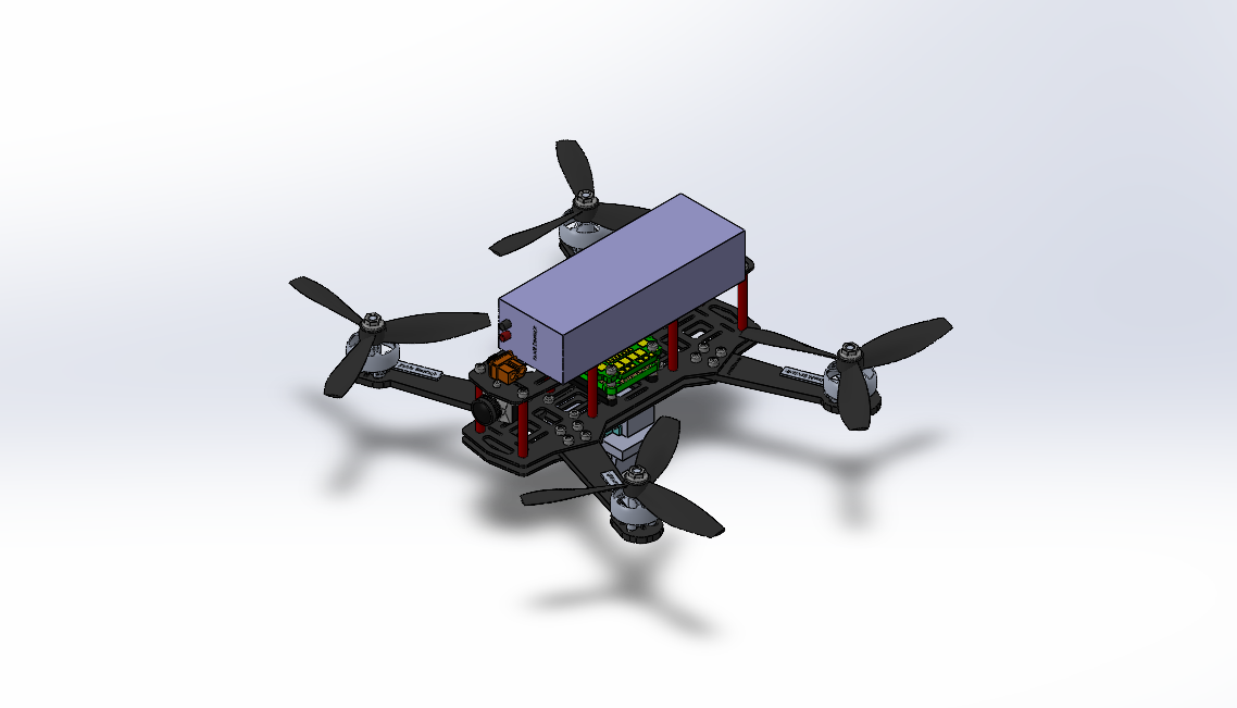 Image of autonomous drone assembly, all made in Solidworks