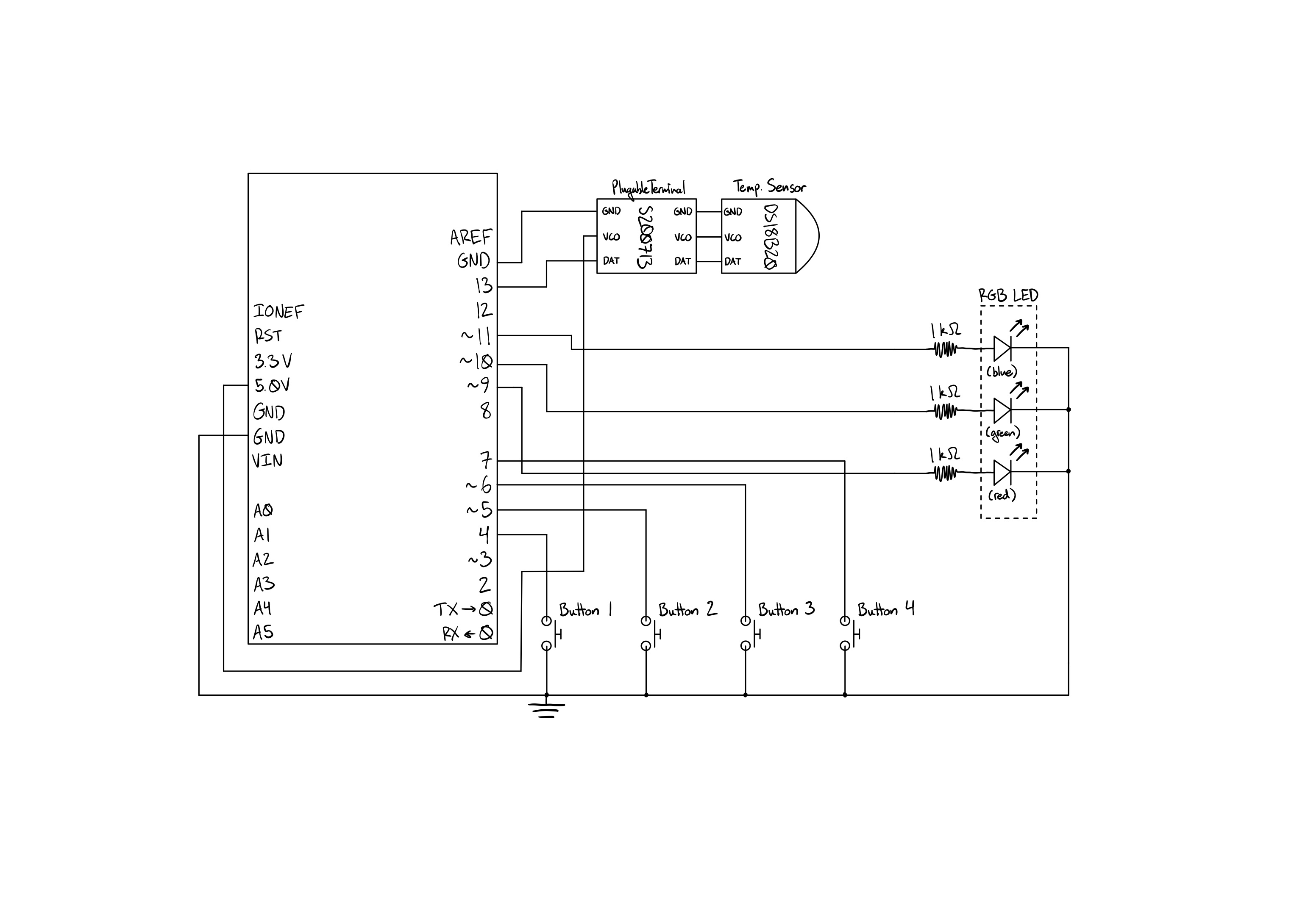 Image of hand-drawn electric schematic