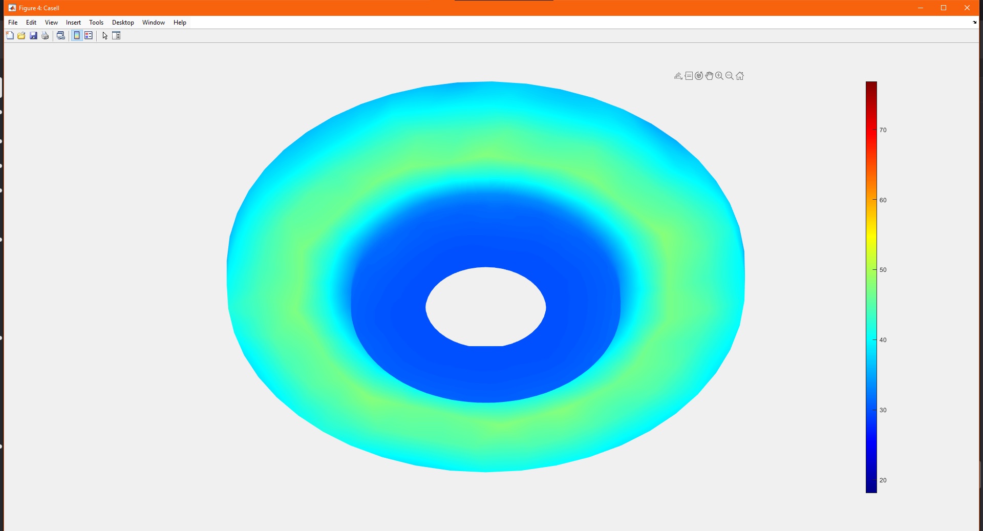 Image of simulation results for Case II on non-perforated disc brake