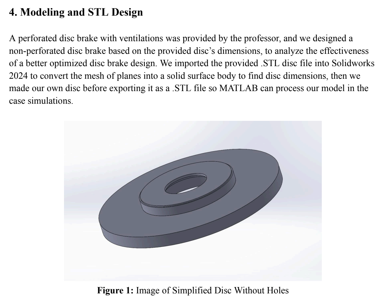 Another screenshot of the disc brake thermal analysis report